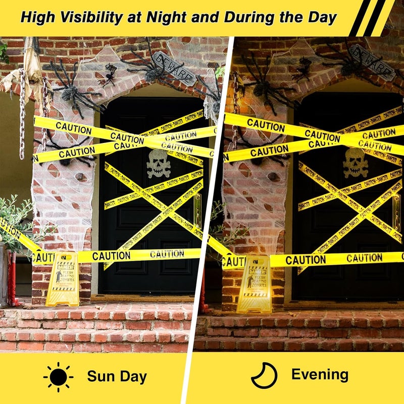 SWRT 2 Rolls Premium Yellow Caution Tape, 3 Inch x 1000FT(Total 2000FT) Bright Hazard Tape with Bold Black Text for Danger Zones/Sporting Events, Construction Tape for Crime Scenes/Halloween Decor - Image 3